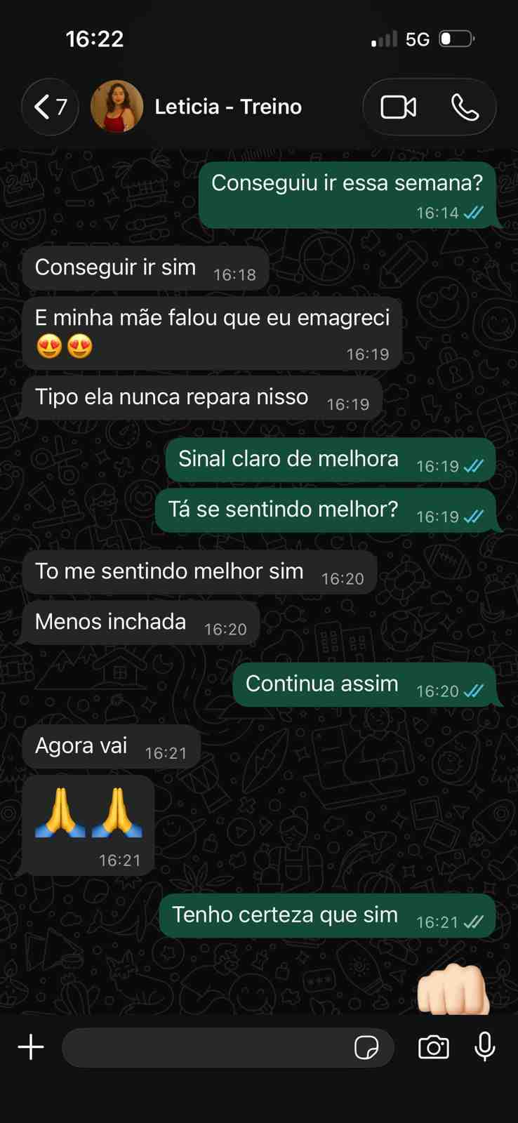 Conversa com Leticia sobre evolução